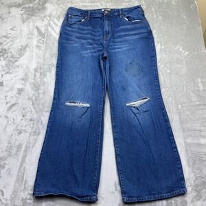 Cleo‎ Wolf Women's Jeans Sz 33 High Rise Loose Fit Distressed Ripped Wide Leg